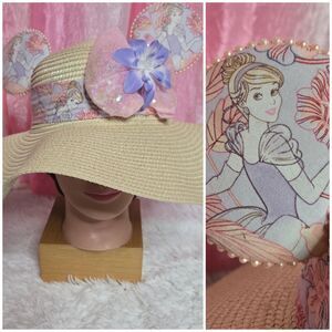 Disney Princess Mickey Mouse Ears Inspired Fedora Beige Sun Hat Handmade New